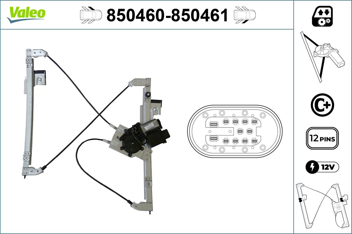 Cam Mekanizmasi Elektrikli On Sag Polo Classic 1,4 / 1,6 / 1,9 / 2,0 | VALEO 850461 | OEM 6K4837402J