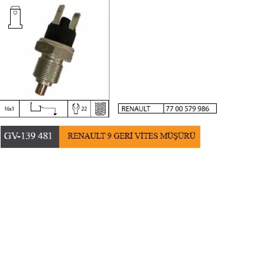 Renault 9 Geri Vites Müşürü 7700579986 | OEM GV-139481
