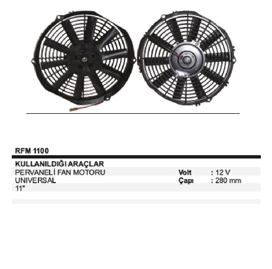Fan Mot. 12V 11'' Perv Büyük (Reversıble) | OEM RFM1100