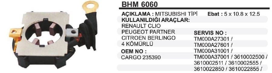 Marş Kömür Yuvası 5mm - Clio, Partner, Berlingo | OEM BHM6060