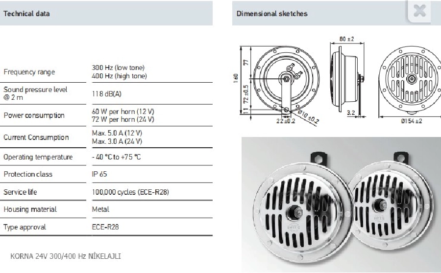 Korna Supertone Set 24V 3CB004811-132 | OEM 3CB004811-171
