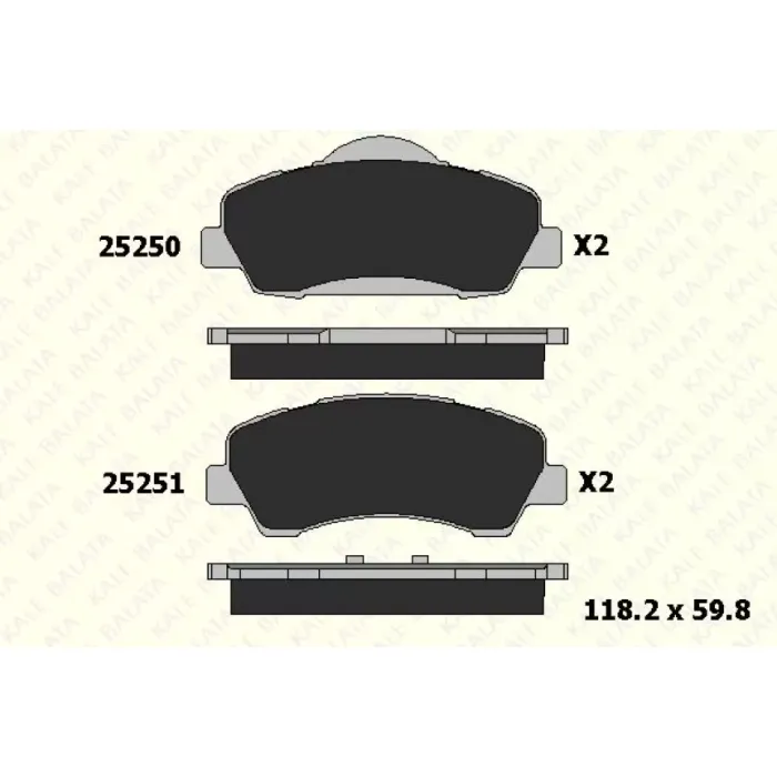On Fren Balatasi P301 C Elysee EB2 (1,2VTI 12V) / EC5 (1,6VTI 16V) P308 2 2013> (Mando Tipi) | KALE B 25250 188 05 ANS | OEM 1608691380 1610699280
