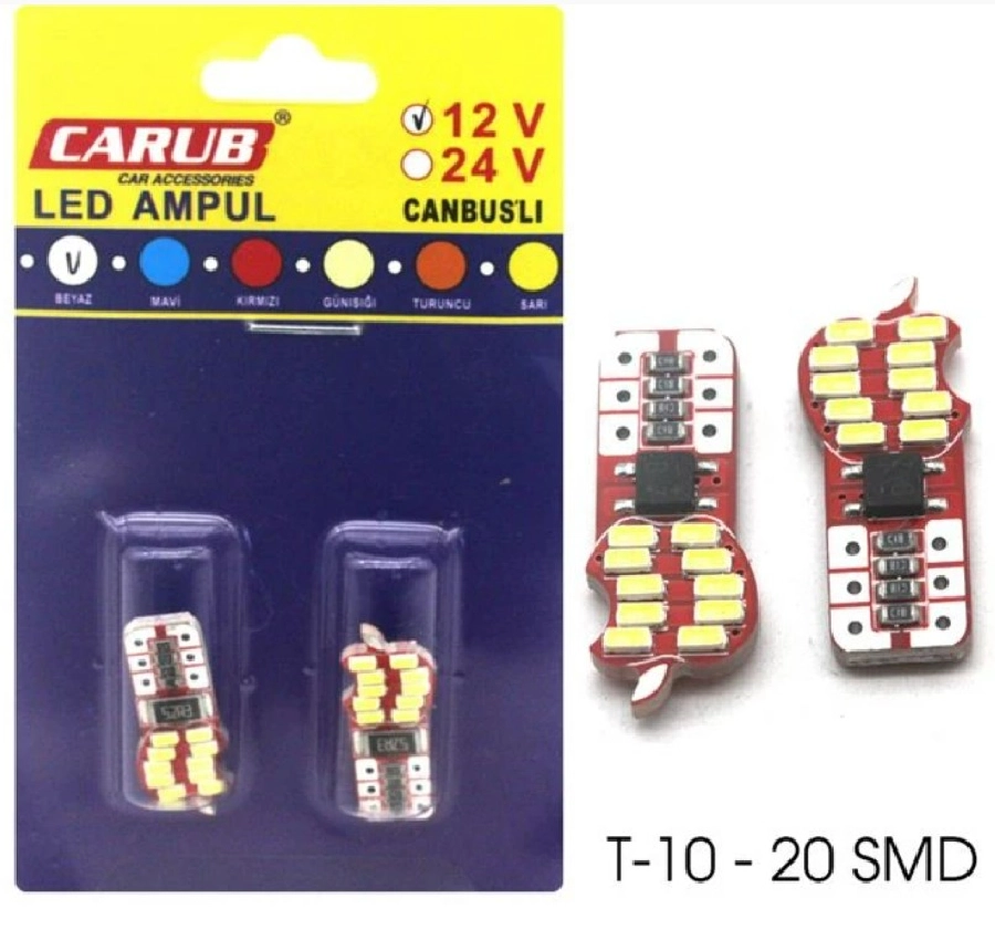 Ampul 12V T10 16W 20 Smd Fiber Beyaz Cambus | OEM BR0405536