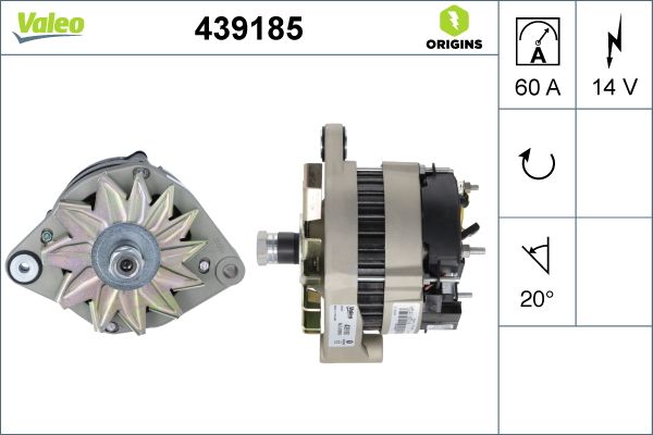Alternator 12V 60A A13N234 Volvo | VALEO 439185 | OEM 872235 2541451 873770 837770 842765 712190030