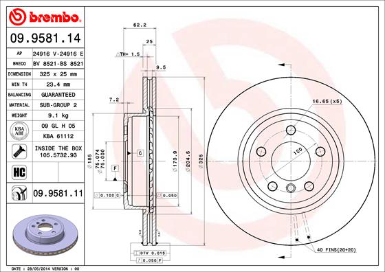 Fren Diski On Bmw X3 E83 04>10 | BREMBO 09958111 | OEM 34113400151