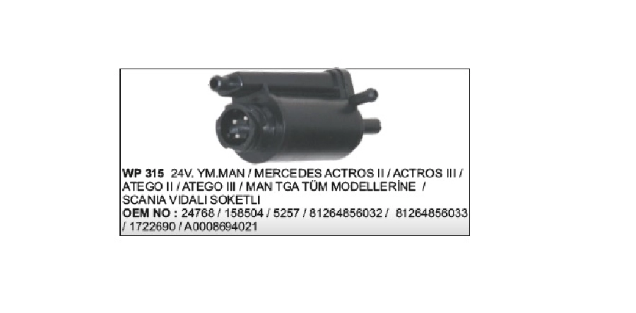 24V. Yeni Model MAN, Mersedes Scania Vıdalı Soketlı | OEM WP315
