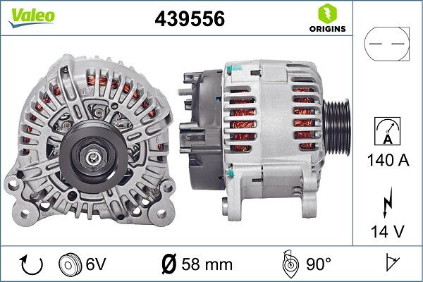 Alternator 12V 140A Audi A4 2,7 / 3,0 04> | VALEO 439556 | OEM 059903023A 059903023A 059903023AX 059903023AX