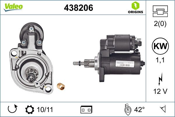 Mars Motoru 12V 11 Dis Ibiza Octavia Golf III IV Passat Polo Classic 1,8 / 2,0 Ford Galaxy I (Wgr) 1.9 TDI 95>07 | VALEO 438206 | OEM 02A911023F 02A911023F 02A911023FX 02A911023T 02A911023FX 02A911023T