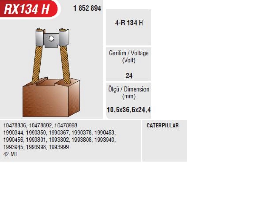 Marş Kömürü 24V Delco Tipi 42MT | OEM RX134H