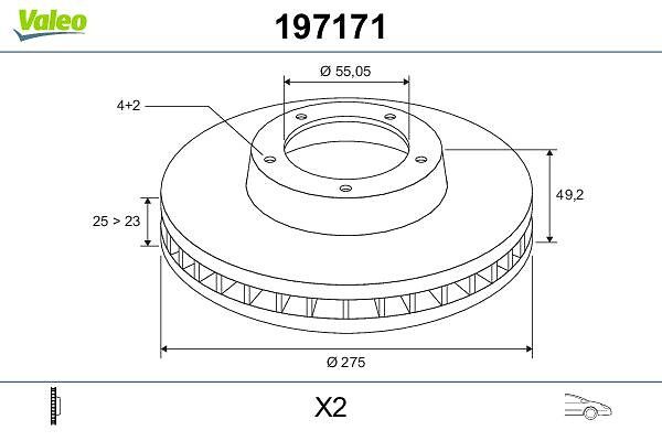 On Fren Diski (Aynasi) Havali Toyota Corolla 1.4 D4D 2003-2007 (275X4) | VALEO 197171 | OEM 4351202080 4351202080 4351202081 4351202081