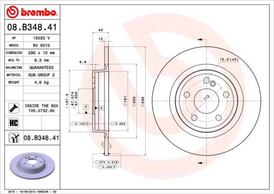 Fren Diski Arka X156 13> W176 12>18 W246 13>18 C117 13>18 | BREMBO 08B34841 | OEM A2464230112