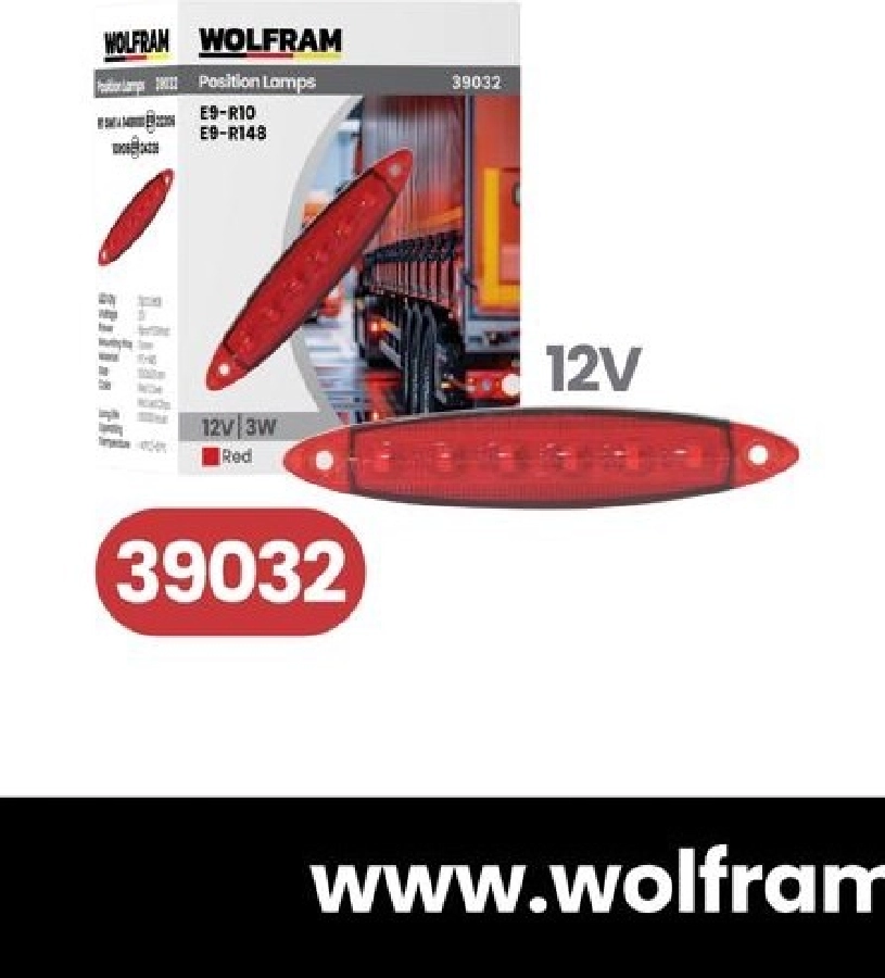 Yan Pozisyon Lamba 6 LED Kırmızı E Belgeli 12V E2W E9 | OEM 39032
