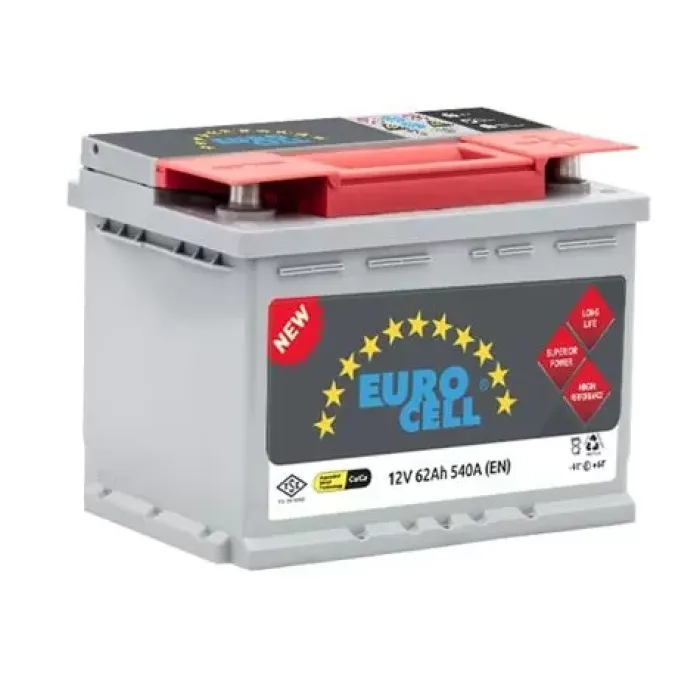 Aku 12V 62 Ah L2 (242×175×190) Tam Kapali Tirnakli | EUROCELL 8699358520012