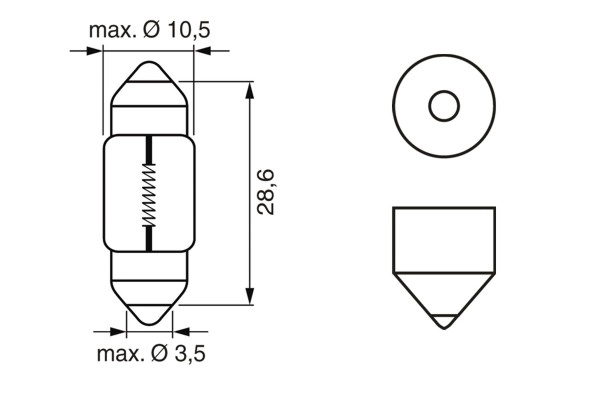 Ampul Sofit Japon Tip 12V 10W 28MM Pure Light | BOSCH 1987302227
