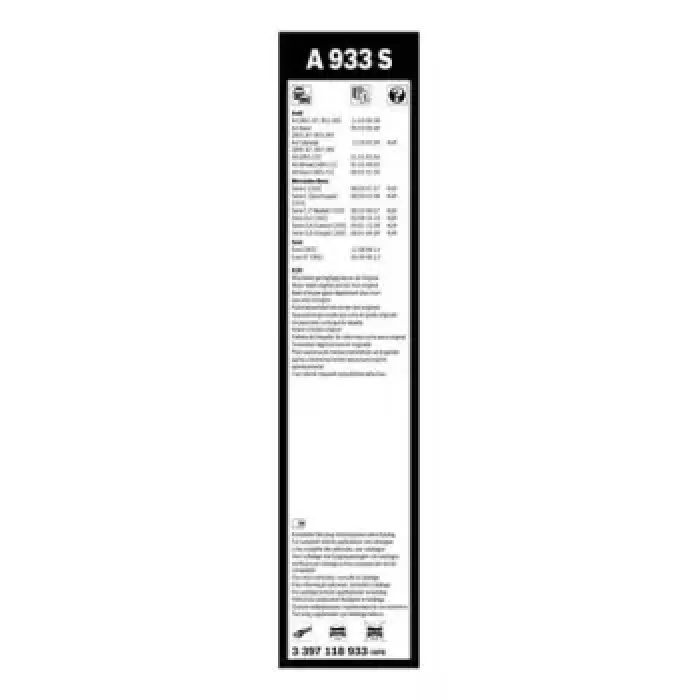 Silecek Supurgesi Aerotwin 550 / 550MM A933S (Flatblade Muz Tipi) | BOSCH 3397118933 | OEM 4B0998002 4B0998002 4B1955425B 8H0955425B 4B1955425B 8H0955425B