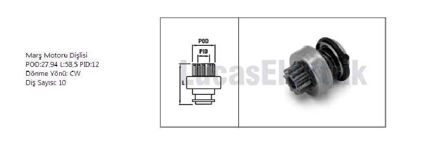 Marş Dişlisi 10D-10K - Bosch Tipi Renault 9-11 Express, Tipo, Fiorino, Uno, Peugeot 106 D, Opel, Mercedes Be | OEM SDR1015
