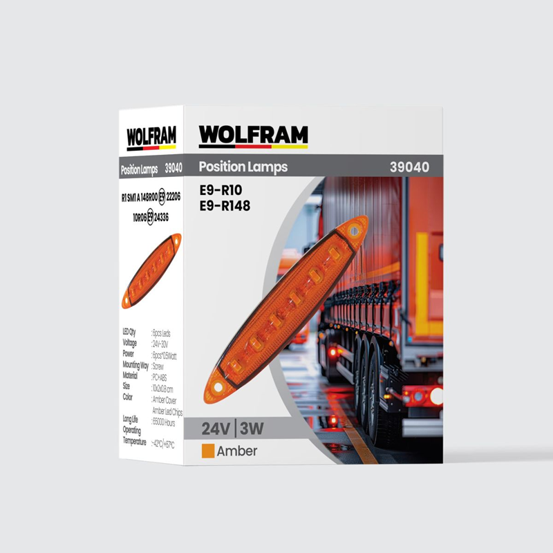 Wolfram Yan Pozisyon Lamba 6 LED Sarı (E) Belgeli 24V 3W