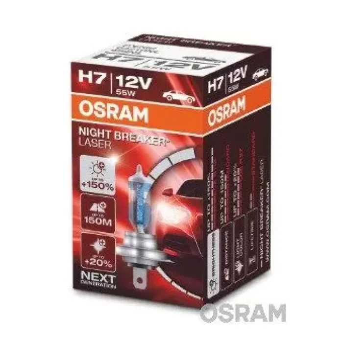 Halogen Ampul H7 12V 55W Far %150. Ekstra Aydinlatmali 64210NL | OSRAM 64210 NL | OEM H7