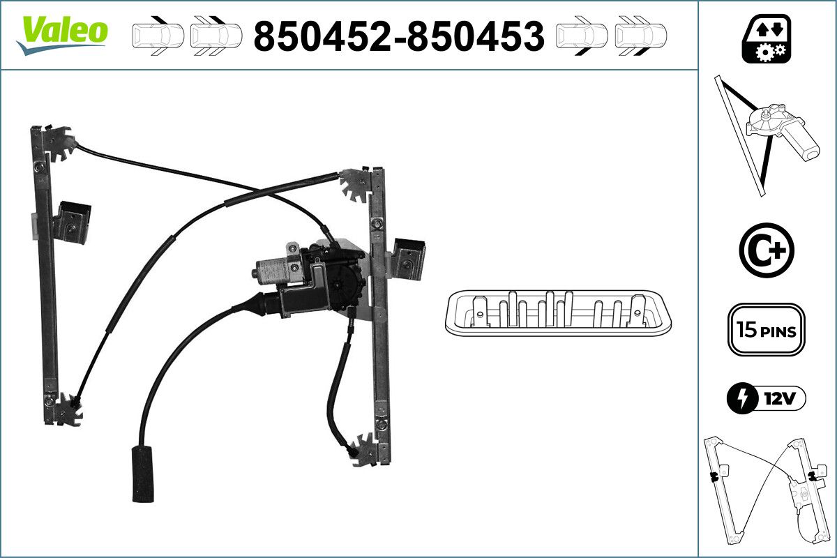 Cam Mekanizmasi Elektrikli On Sol Golf III Vento 1,6 / 1,8 / 2,0 | VALEO 850452 | OEM 1H0837401A 1H0837401A 1H0837401B 1H0837401C 1H0837401B 1H0837401C