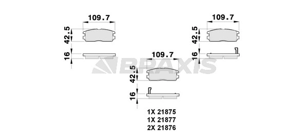 Arka Fren Balatasi Frontera A Frontera B | BRAXIS AB0260 | OEM 1605851 1605851 8-97035-266-0 8-97039-269-0 97039269 8-97035-266-0 8-97039-269-0 97039269