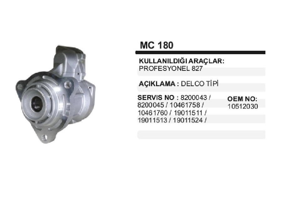 Marş Ön Kap Delco 39MT Profesyonel 827 | OEM MC180