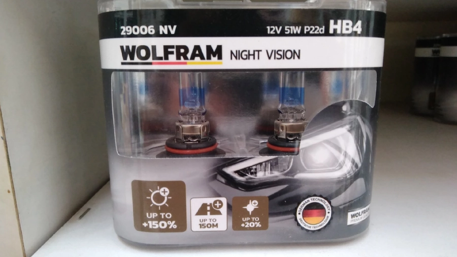 Ampul 12V HB4 80W P22d Nıght Vision + %150 Fazla + %20 Beyaz Işık Takım | OEM 29006NV