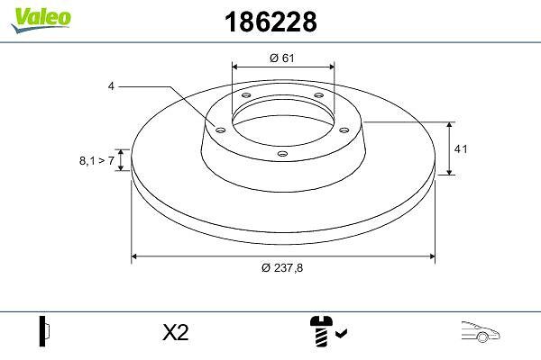 On Fren Aynasi (Diski) Twingo R5 Expres 1,0 / 1,1 / 1,2 | VALEO 186228 | OEM 7701204285 7701204285 7701716947 7701716947