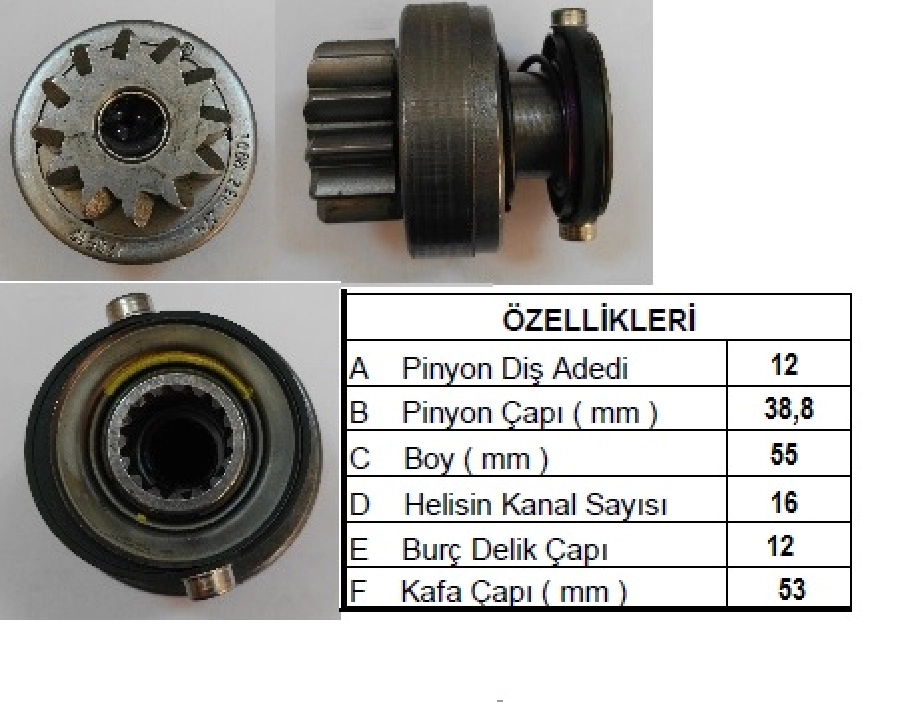 Marş Dişlisi 12D 16 Kanal Bosch Tip - Ford Transit 2,2 TDCI (Start STOP)-TOURNEO-COURIER Tam Freze | OEM 12BOS2019
