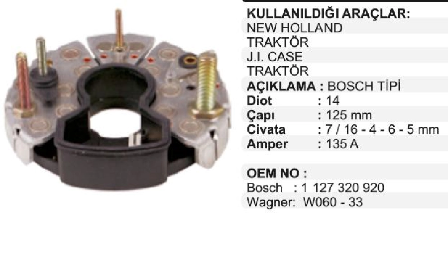 Diyot Tablası New Holland Traktör | OEM VBR0954A