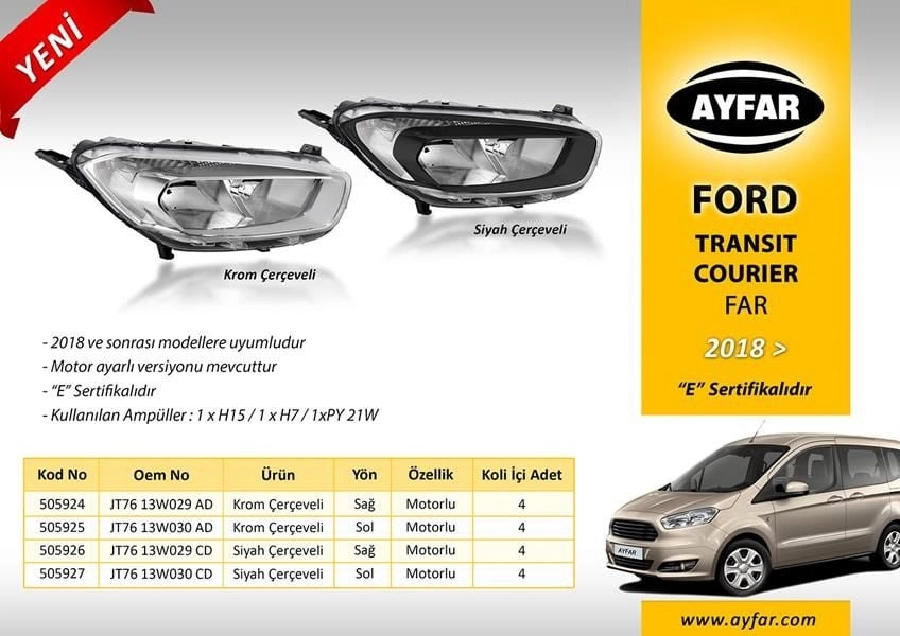 Ford Transit Courier ( 20018 - ) Far Sağ Krom Çerçeveli | OEM 505924