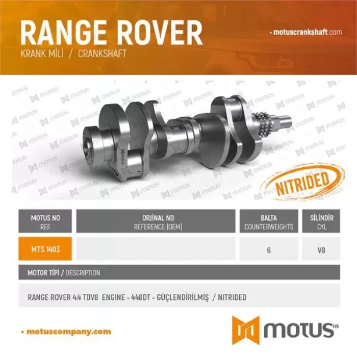 Krank Mili Guclendirilmis 448DT 4.4TDV8 Land Rover | MOTUS 1403 | OEM LR
