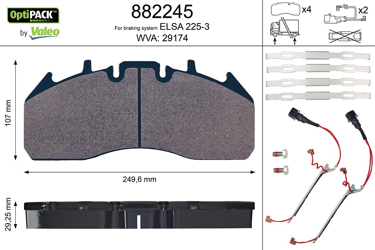 Disk Fren Balatasi (Optipack) Renault Magnum Dxi, Premium Dxi; Volvo Fh, Fe, Fm (Sensorlu) | VALEO 882245 | OEM 5001864364 5001864363 7423149533