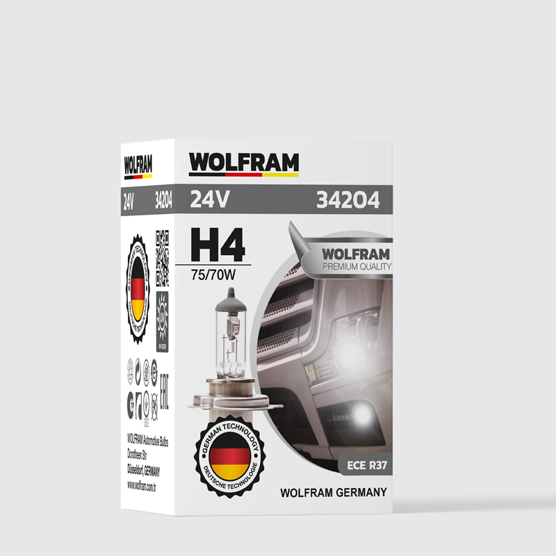 Wolfram 24 Volt H4 75, 70 Wat 43T Standart Işık