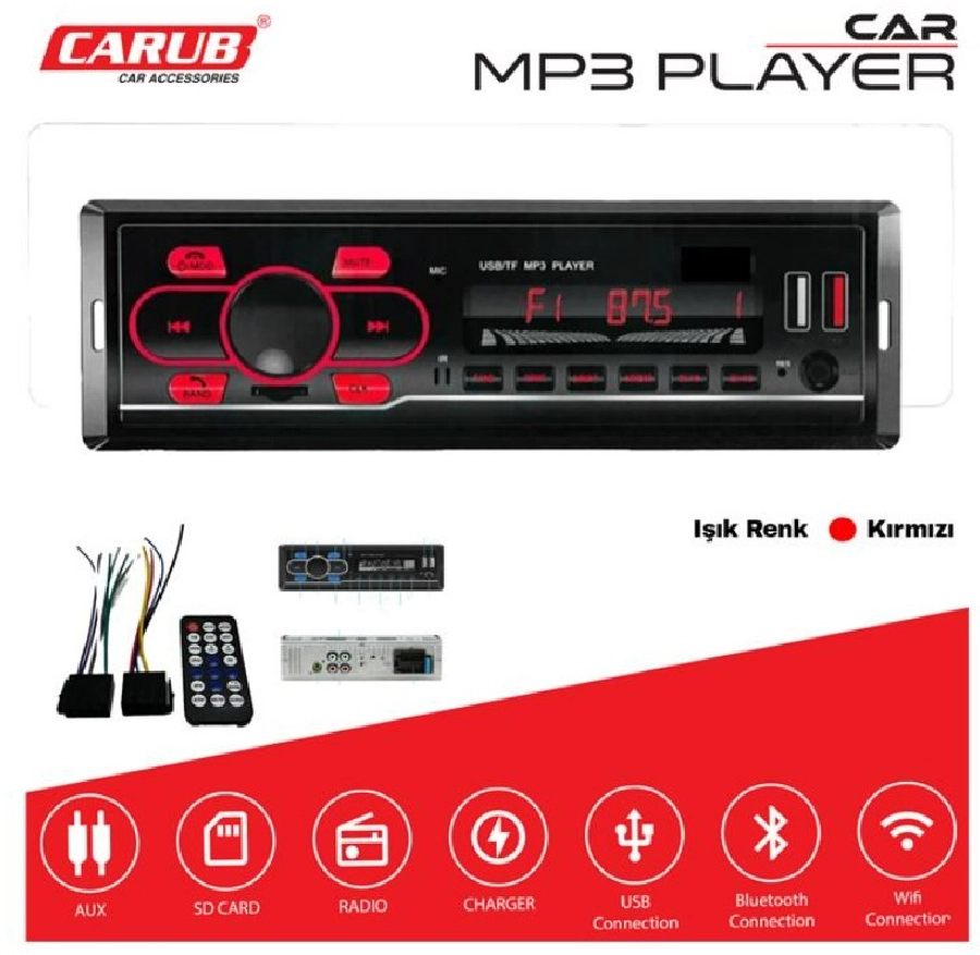 Oto Teyp USB Çalar 12V Kırmızı Işık | OEM BR2749951