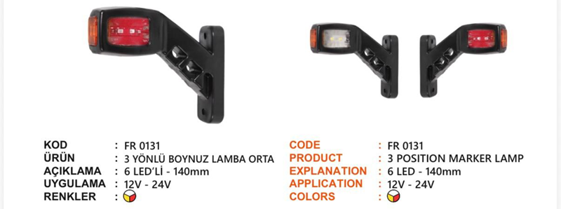 Fr 3 Yönlü Boynuz Lamba 6 Ledli Orta Krone Tip
