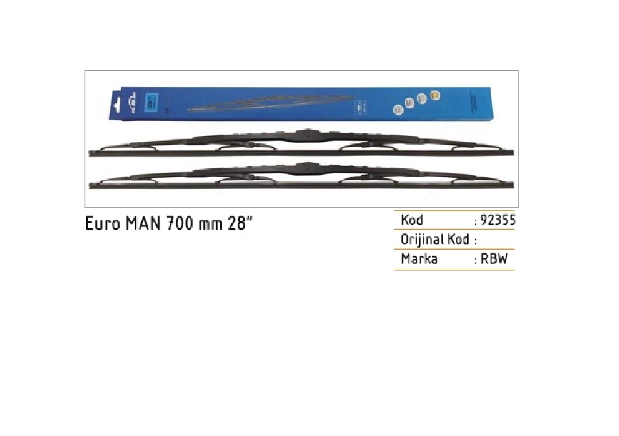 Silgi Paleti (2 Adet) 700mm Grafitli - Euro MAN-Cargo Yeni Model-BMC Pro Yeni Model Geniş Kancalı | OEM 92355