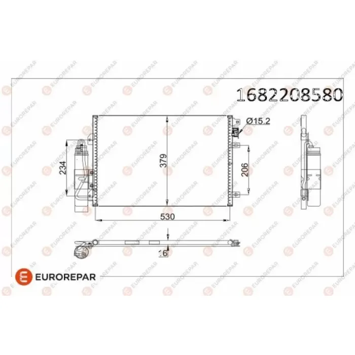 Klima Radyatoru (Kondanser) Renault Clio 2 ,Symbol 2, Clio Symbol 1 Kangoo 1.2 1.4 1.5 Dci 1.6 1.9 Dci K7M | EUROREPAR 1682208580 | OEM 8200757789 8200106950 2765000Q0G