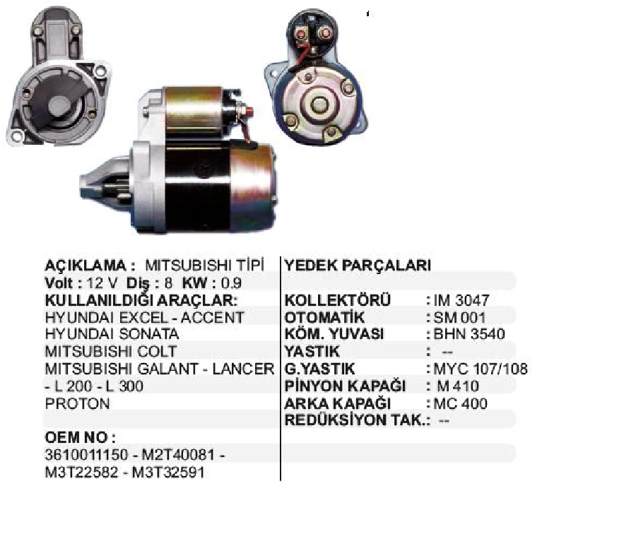 Marş Motoru Mitsubishi. Hyundai Excel-Accent | OEM STR4101