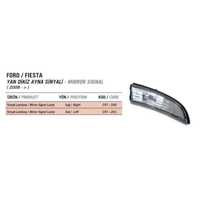 Dis Dikiz Ayna Sinyali Sag Fiesta 08> B Max 12> | CERKEZ CVT-200 | OEM 8A61 13B382 AF 1748314