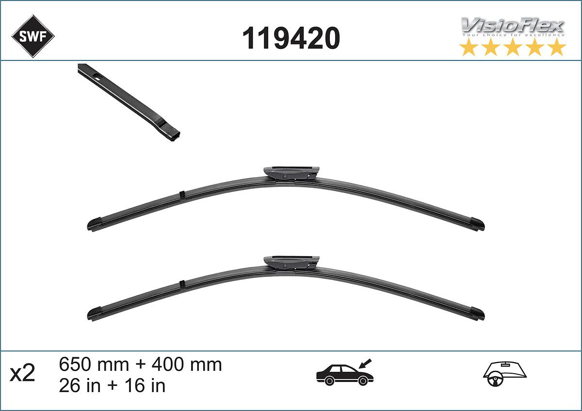 Silecek Supurgesi 650 / 400MM Laguna III (Muz Tip) / (Swf) | VALEO 119420 | OEM 288900001R 288900001R 288900003R 7711424718 288900003R 7711424718