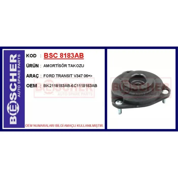 On Amortisor Takozu V347 TT9 2.2 140PS 06>11 Transit Custom Ttf Yeni Transit V363 Ttg 14> | BSC 8183AB | OEM BK21 18183 AB 6C11 18183 AB