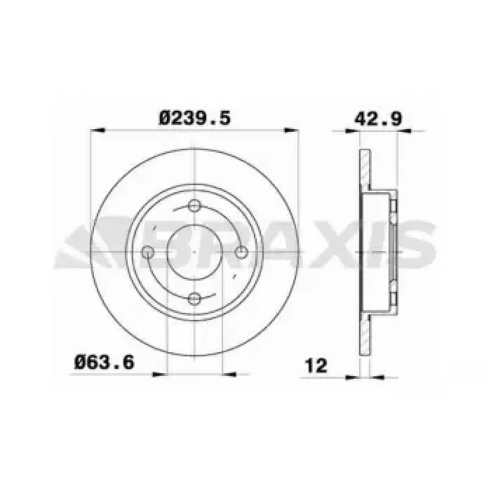 On Fren Aynasi Fiesta III / IV 89>000 Ford Ka 96>00 Mazda 121 III 96>03 Olcu : (240 X 12×4B) | BRAXIS AE0039 | OEM 1112542 1112542 1E03-33-251B 1E04-33-251 1E03-33-251B 1E04-33-251