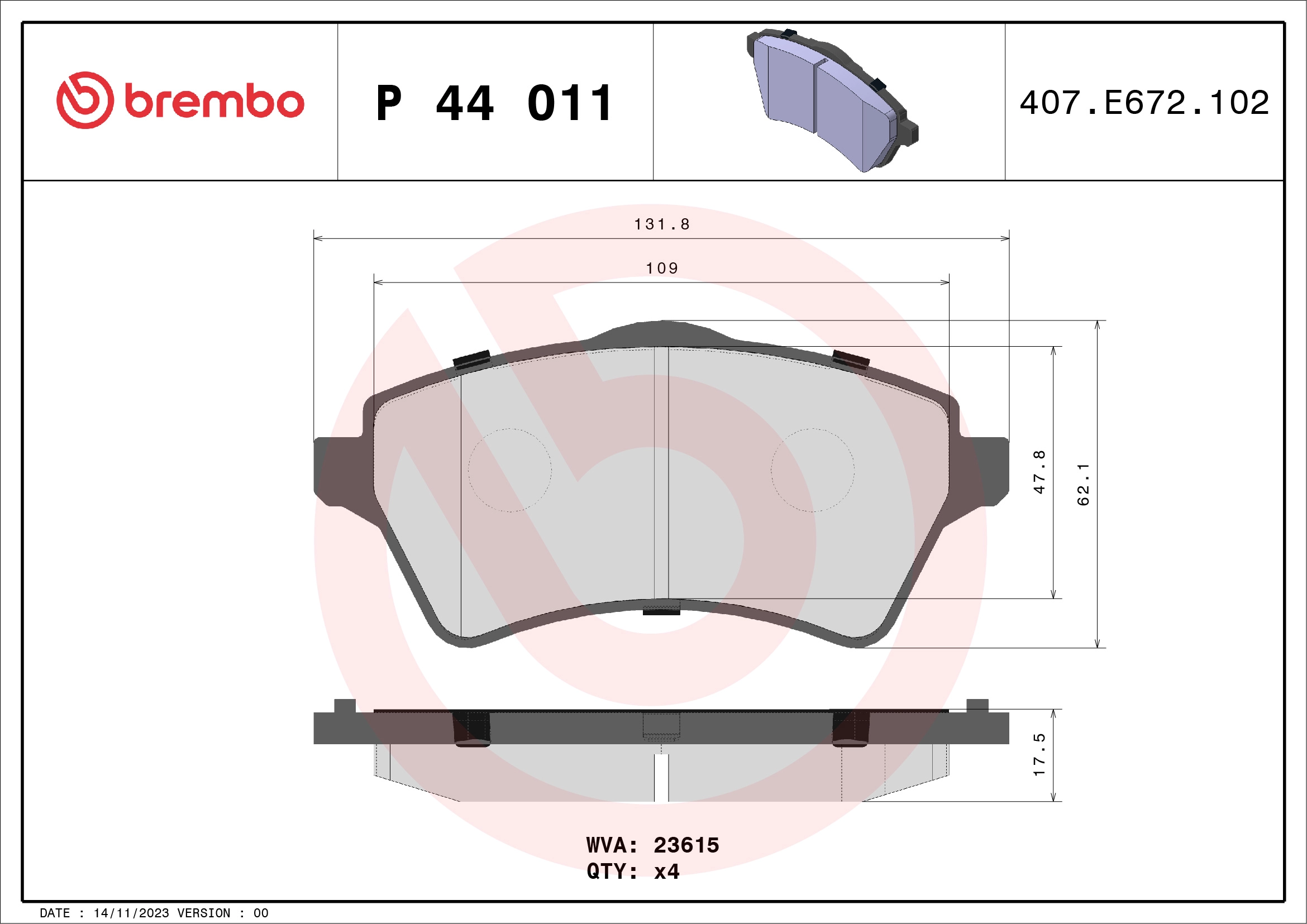 Fren Balatasi On Freelander I 96>06 | BREMBO P44011 | OEM SFP000010 SFP000010 SFP000020 SFP500100 LR021899 SFP000020 SFP500100 LR021899