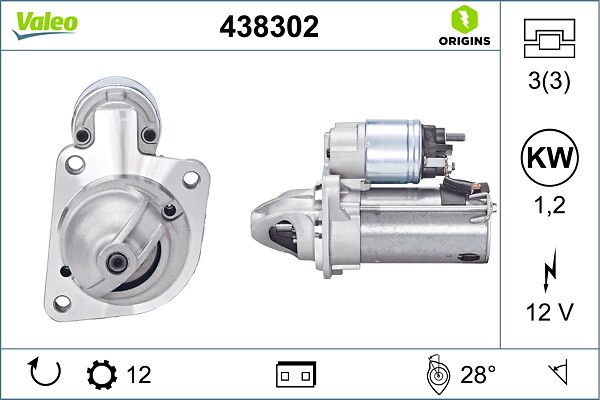Mars Motoru Focus III 11>15 Mondeo IV 07>14 S Max Galaxy 06>15 Kuga 13 /> 1,6 Ecoboost Volvo S60 II (134) T3 10>15 V40 V60 I (155, 157) T3(525, 526) T2 Gtdi 13>15 V60 I (155, 157) T3 10>15 V70 III (135) 1.6 T4F 10>15 | VALEO 438302 | OEM