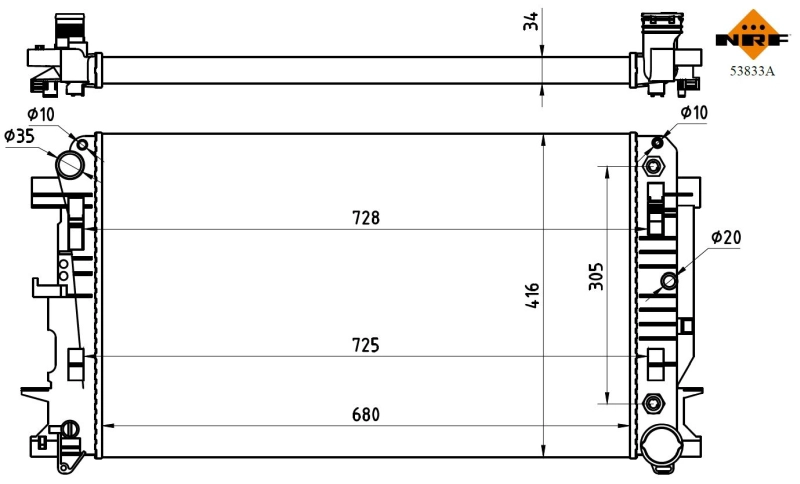 Motor Su Radyatoru (680X408X23 Mercedes Sprinter 906 06>18 | NRF 53833A | OEM A9065001502 A9065000402 A9065000302