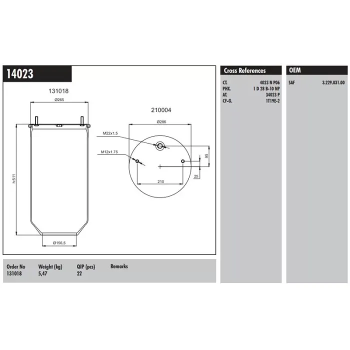 Metalli Koruk Saf Dorse | CONNECT MD 14023 | OEM 3.229.031.00