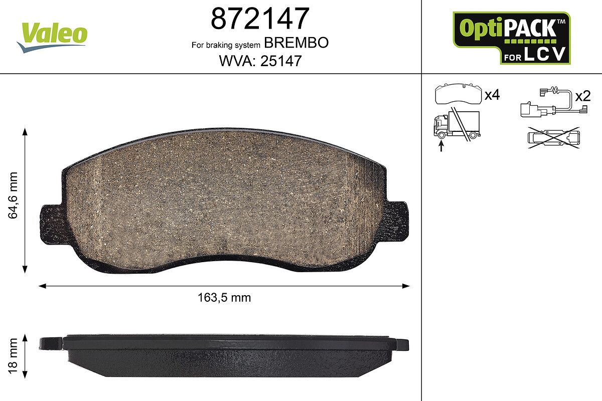 Lcv Disk Fren Balatasi (On) Renault Master | VALEO 872147 | OEM 410604386R