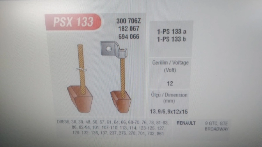 PSX133 Kömür Renault Brodway PSX133 Kömür Renault | OEM PRS-PSX133