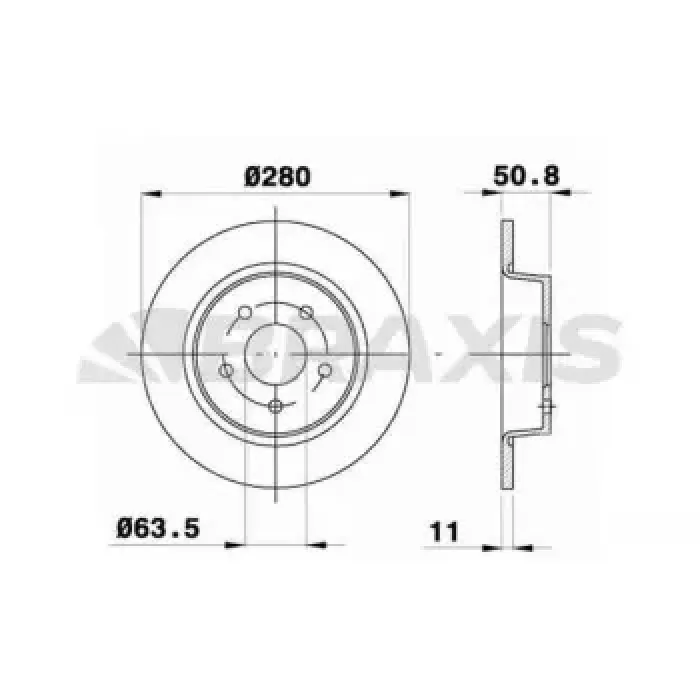 Arka Fren Disk Aynasi Yeni Connect Chc 1.6 /1.5 TDCI 15> C-Max 12> Kuga II 13>20 Grand C-Max (DXA/CB7, DXA/CEU) Dis Cap 279,8 MM Kalinlik 11 MM Merkezleme Capi 63,5 MM Yukseklik 50,8 MM 5 Delik | BRAXIS AE0320 | OEM AV61 2A315 BA DV61 2A315 BA 2A315