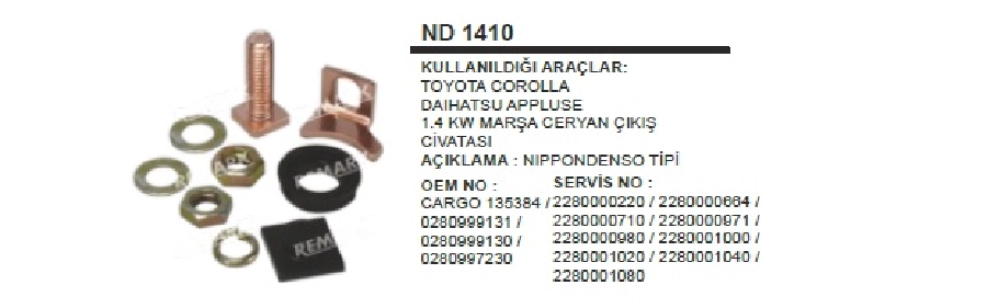 Marş Otom. Tm. Takım Komatsu-Mazda Tek Kulak Artı | OEM ND1410